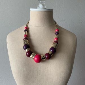 Statement Necklace in Purple Pink Gold